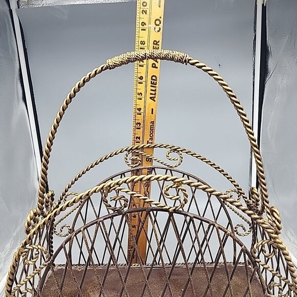Vintage Twisted Metal Magazine Rack Gold 18" Tall - Picture 5 of 7